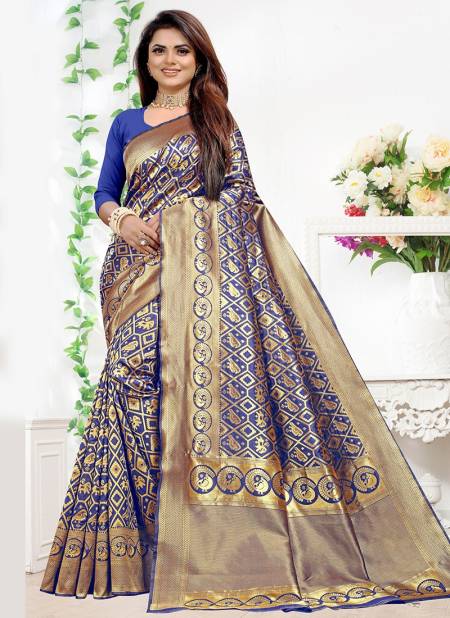 1002 Lates Festive Wear Designer Heavy Fancy Silk Saree Collection 1002-Blue